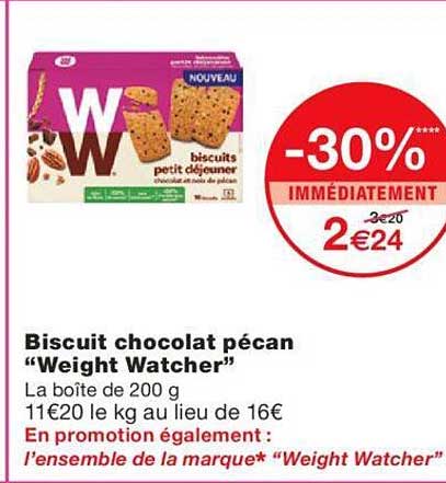 biscuit chocolat pécan "weight watcher"