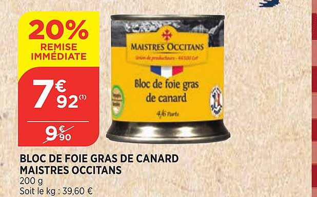 bloc de foie gras de canard maistres occitans