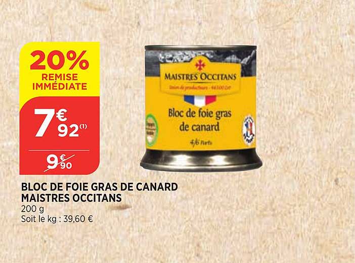 bloc de foie gras de canard maistres occitans