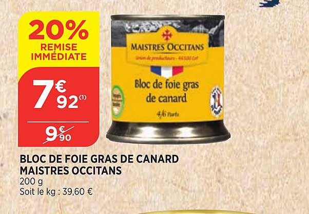 bloc de foie gras de canard maitres occitans
