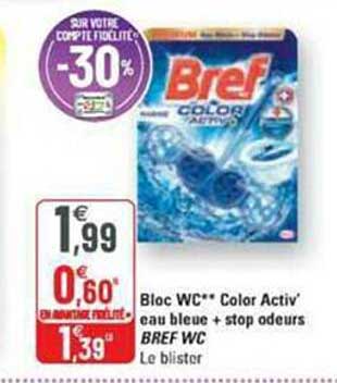bloc wc color activ' eau bleue + stop odeurs bref wc