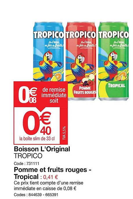 Boisson L'original Tropico, Pomme Et Fruits Rouges - Tropical