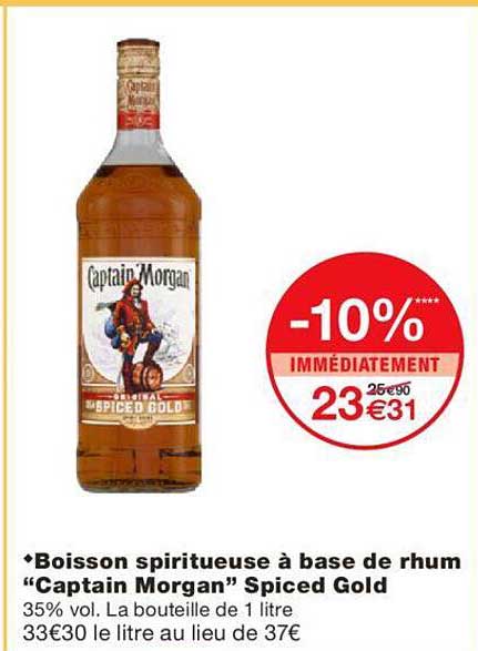 Boisson Spiritueuse à Base De Rhum "captain Morgan" Spiced Gold