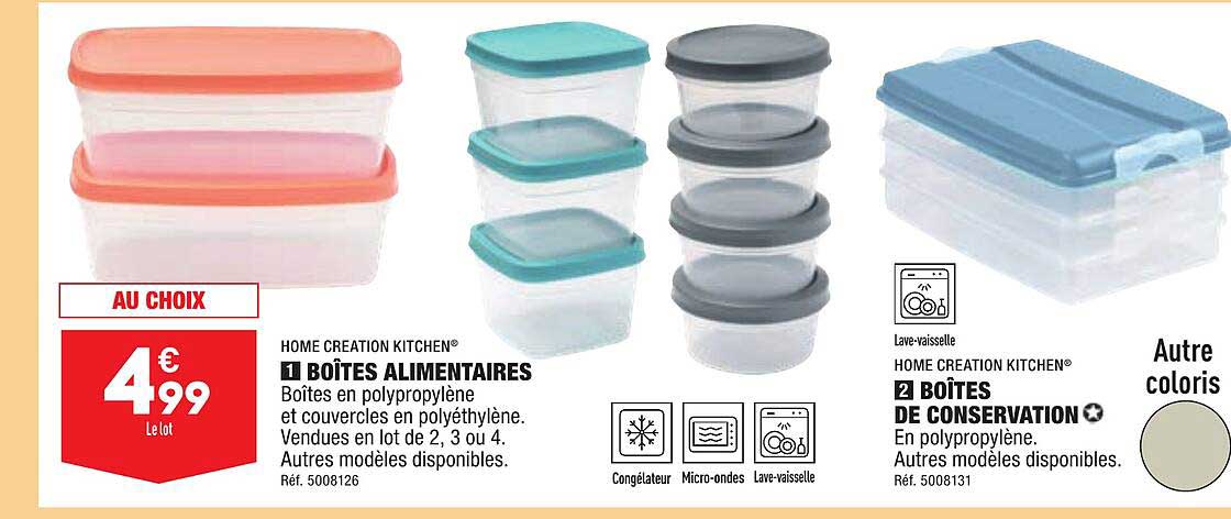 boîtes alimentaires home création kitchen, boîtes de conservation home création kitchen