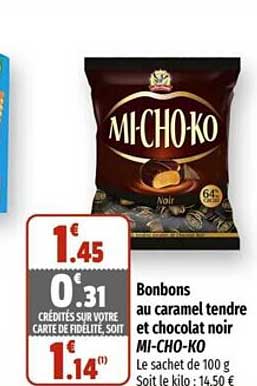 bonbons au caramel tendre et chocolat noir mi-cho-ko