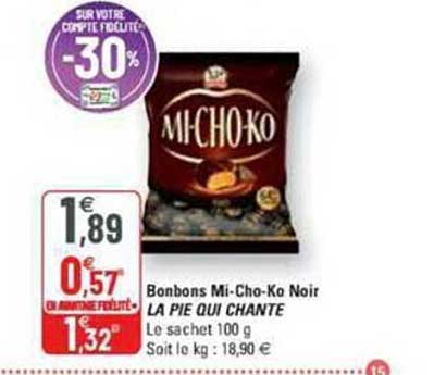 bonbons mi-cho-Ko noir la pie qui chante