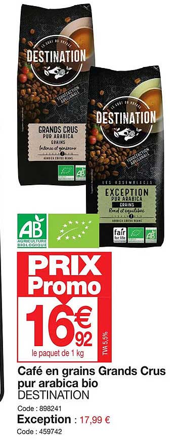 café en grains grands crus pur arabica bio destination
