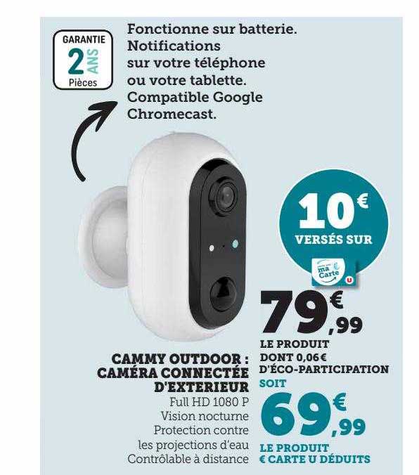 cammy outdoor : caméra connectée d'extérieur