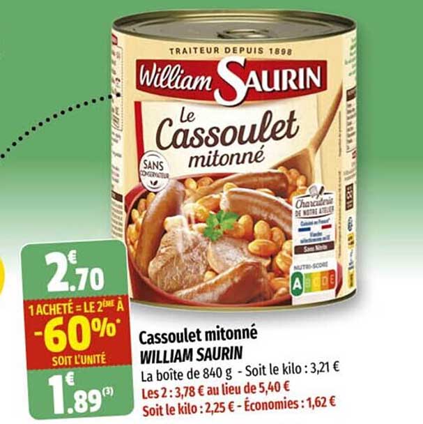 cassoulet mitonné william saurin