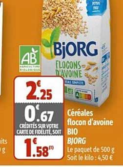 céréales flocon d'avoine bio bjorg