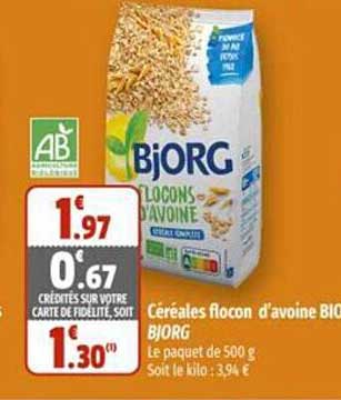 céréales flocon d'avoine bio bjorg