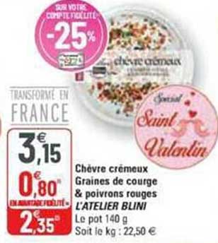 chèvre crémeux graines de courge & poivrons rouges l'atelier blini