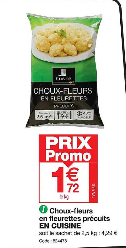 choux-fleurs en fleurettes précuits en cuisine