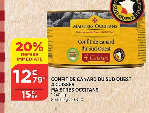 confit de canard du sud ouest 4 cuisses maitres occitans