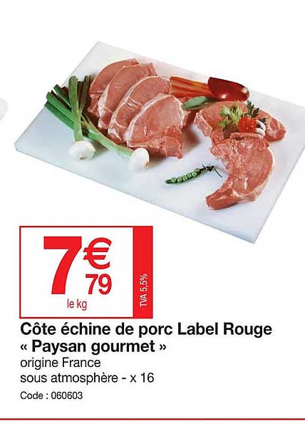 Côte échine De Porc Label Rouge «paysan Gourmet»