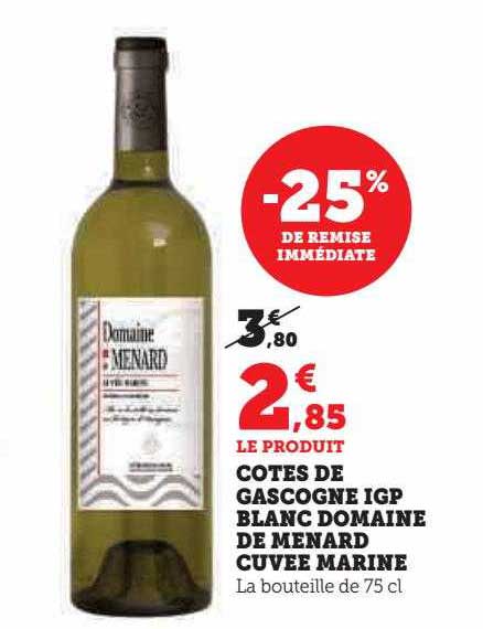 côtes de gascogne igp blanc domaine de menard cuvée marine