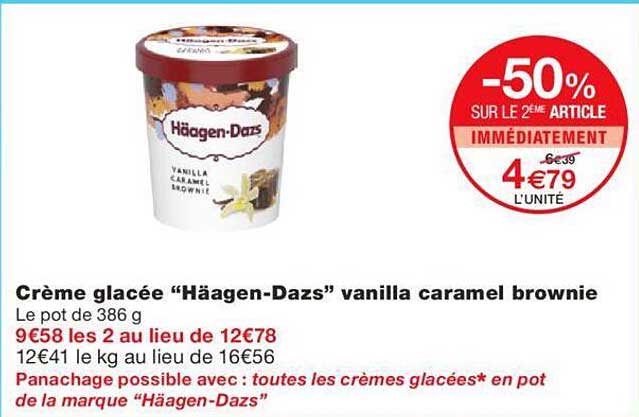 crème glacée "häagen-dazs" vanilla caramel brownie
