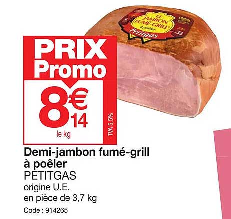 demi-jambon fumé-grill à poêler petitgas