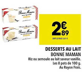 desserts au lait bonne maman