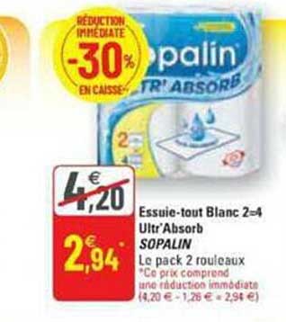 essuie-tout blanc 2=4 sopalin