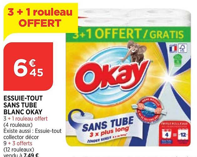 essuie-tout sans tube blanc okay