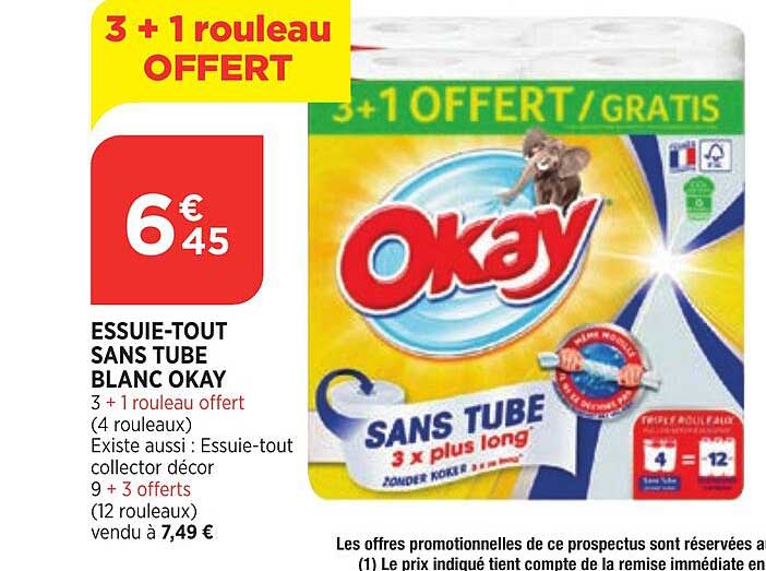 essuie-tout sans tube blanc okay