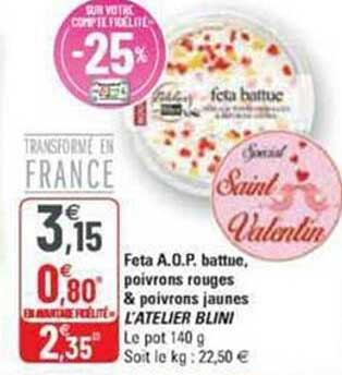 feta a.o.p. battue, poivrons rouges & poivrons jaunes l'atelier blini