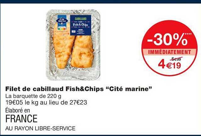 filet de cabillaud fish & chips "cité marine"