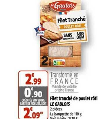 Filet Tranché De Poulet Rôti Le Gaulois