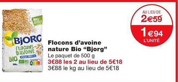 flocons d'avoine nature bio "bjorg"