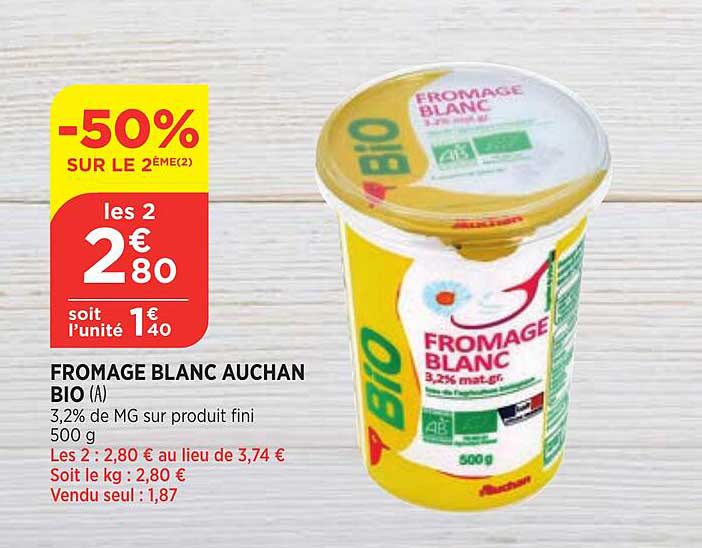 Fromage Blanc Auchan Bio