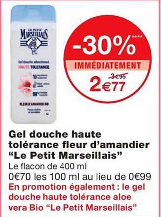 gel douche haute tolérance fleur d'amandier "le petit marseillais"
