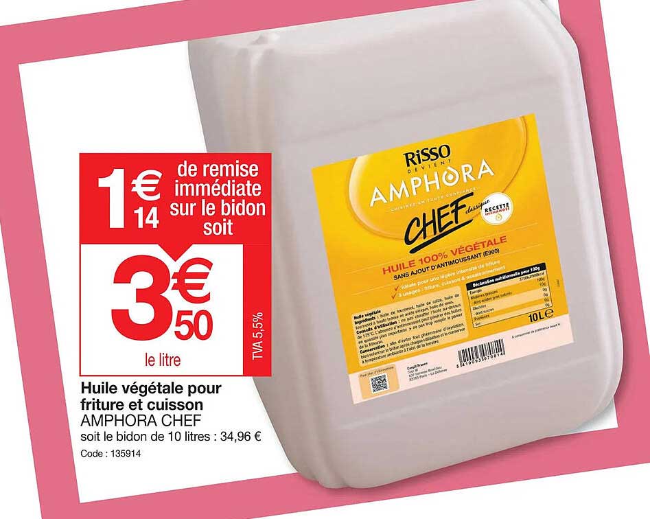 Huile Végétale Pour Friture Et Cuisson Amphora Chef