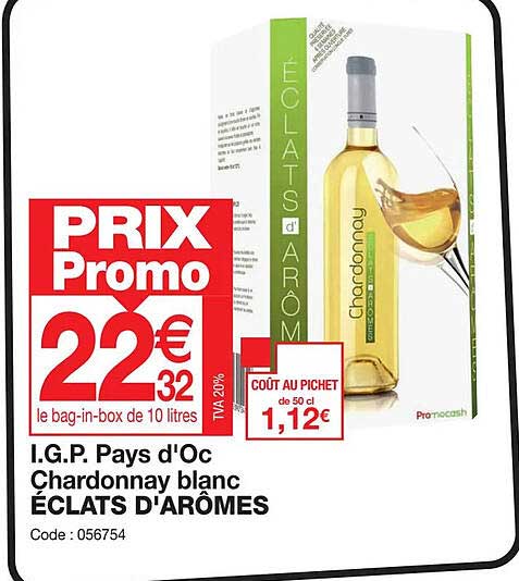 i.g.p. pays d'oc chardonnay blanc éclats d'arômes