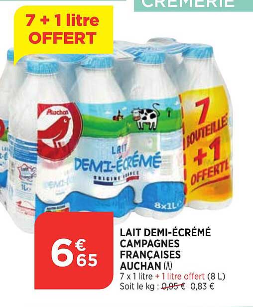 lait demi-écrémé campagne françaises auchan
