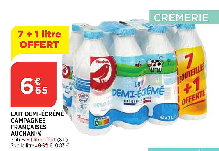 lait demi-écrémé campagnes françaises auchan