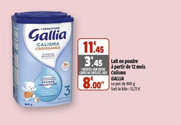 lait en poudre à partir de 12 mois calisma gallia