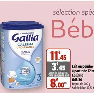 lait en poudre à partir de 12 mois calisma gallia