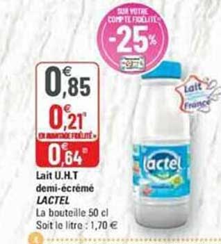 lait u.h.t. demi-écrémé lactel