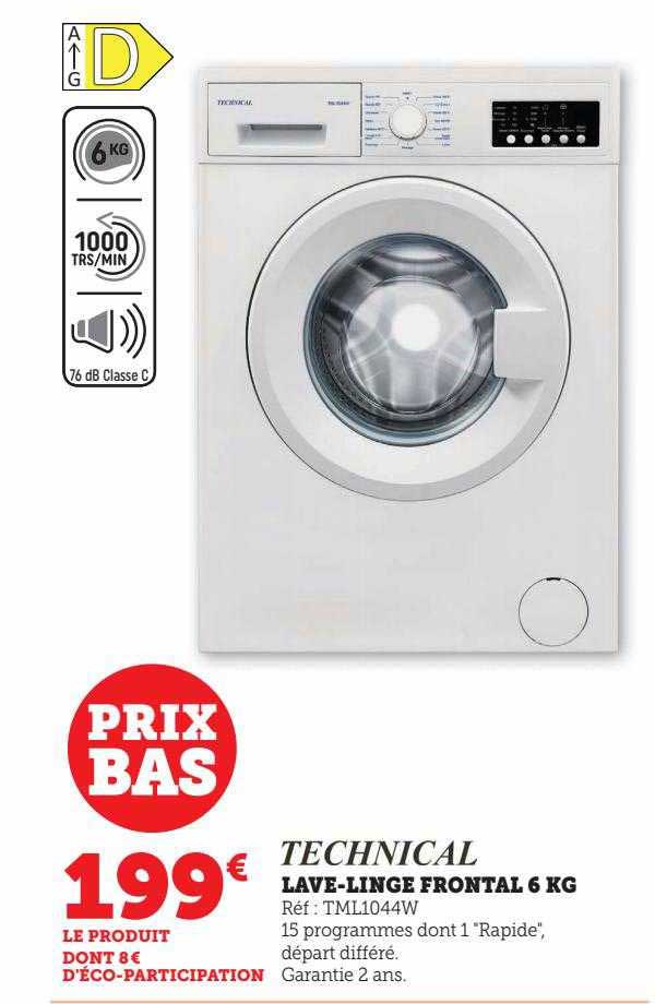 lave-linge frontal 6 kg technical