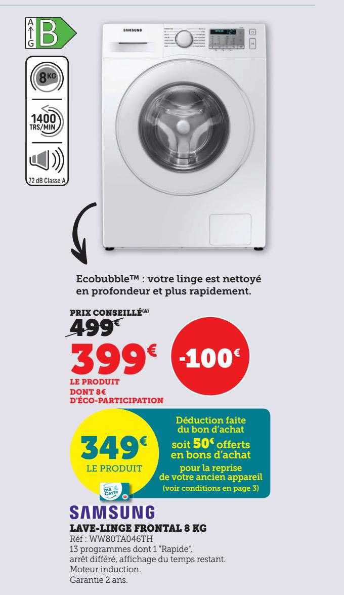 lave-linge frontal 8 kg samsung
