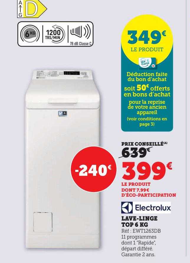lave-linge top 6 kg electrolux