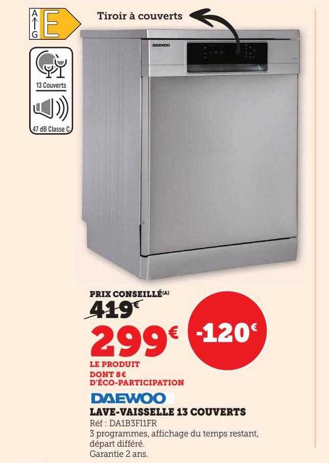 lave-vaisselle 13 couverts daewoo