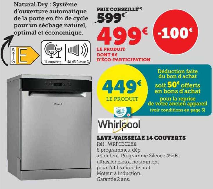 lave-vaisselle 14 couverts Whirlpool