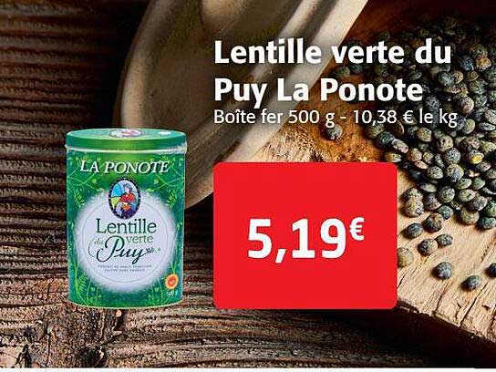 lentille verte du puy la ponote