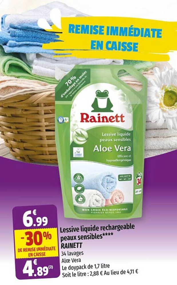 lessive liquide rechargeable peaux sensibles rainett