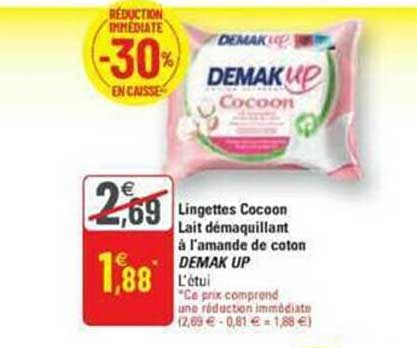 lingettes cocoon lait démaquillant à l'amande de coton demak up