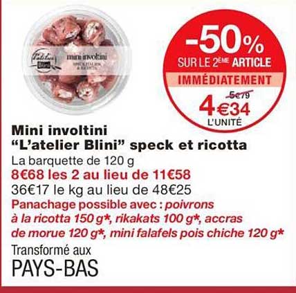 mini involtini "l'atelier blini" speck et ricotta