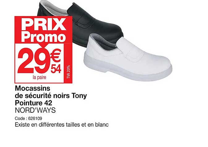 Mocassins De Sécurité Noirs Tony Pointure 42 Nord'ways