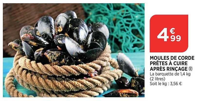 moules de corde prêtes à cuire après rinçage